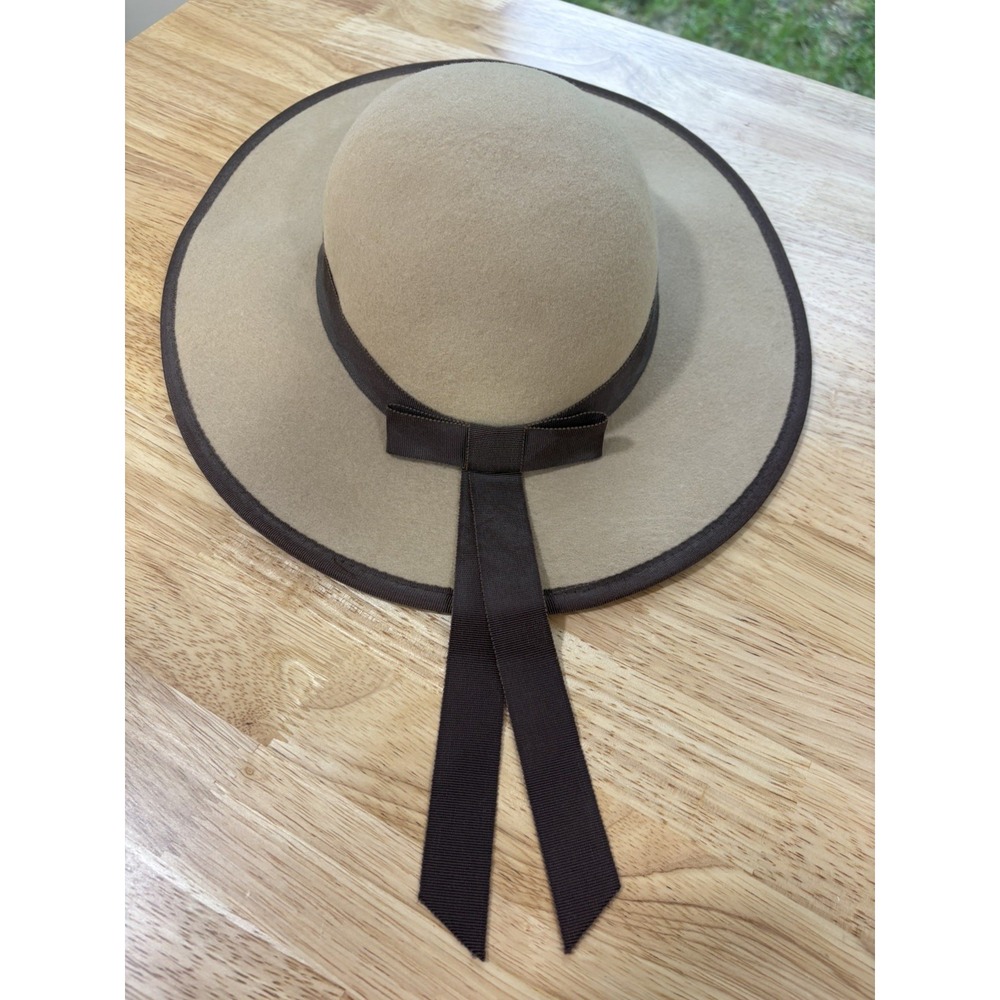 Vintage Bollman Tan Doeskin Felt Wool Hat With Ribbon